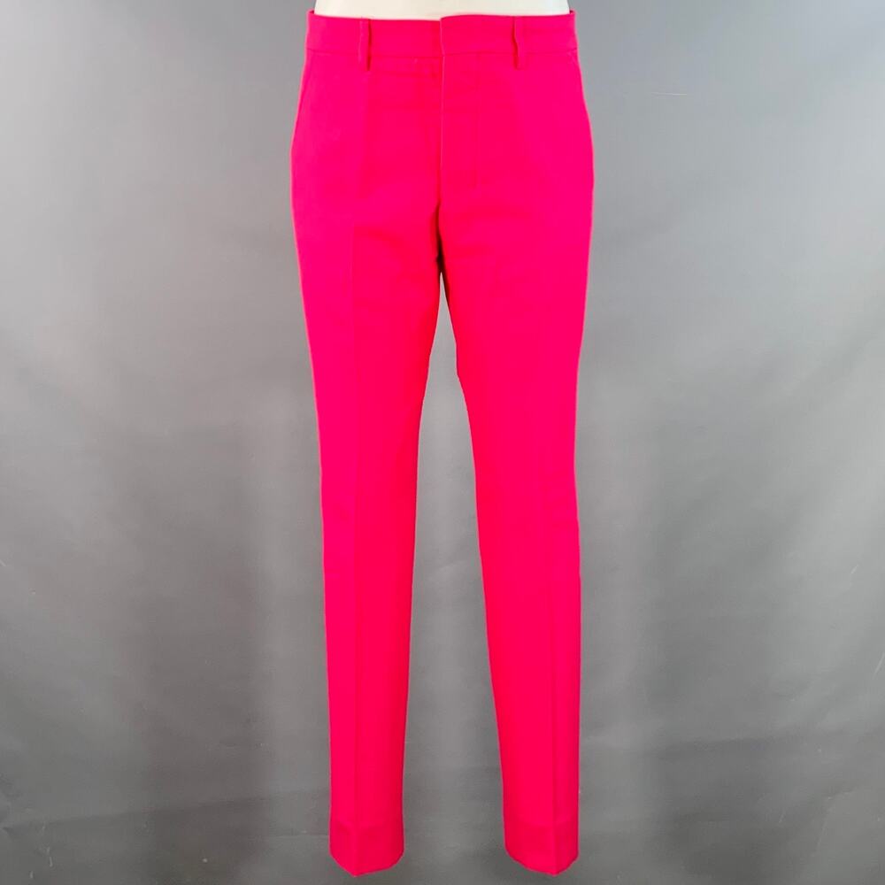 AMI by ALEXANDRE MATTIUSSI Size 36 Fuchsia Pink Black Wool Peak Lapel Suit - Picture 5 of 15